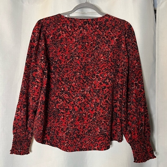 Sanctuary Red and Black V Neck Harmony Blouse in Surreal XS - Picture 3 of 10